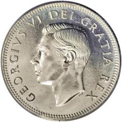 George VI 25 Cents 1948, KM44, MS67 ICCS. Brilliant whi 