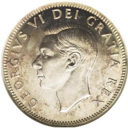 George VI 25 Cents 1950, KM44, MS67 ANACS. Golden tonin 