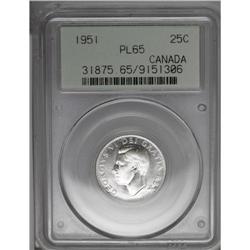 George VI 25 Cents 1951 Low Relief, KM44, Prooflike 65 