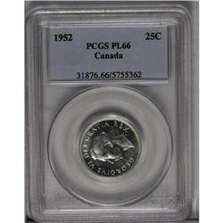 George VI 25 Cents 1952, KM44, Prooflike 66 PCGS. Brill 