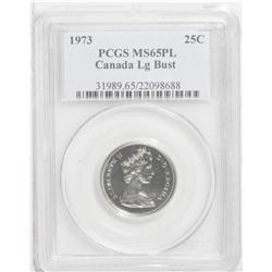 Elizabeth II 25 Cents 1973 Large Bust, KM62b, MS63 Proo 