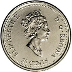 Elizabeth II 25 Cents 2000, Millennium Mule, MS64 ICCS. 