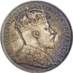 Edward VII 50 Cents 1902, KM12, MS64 ICCS. Well struck 
