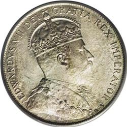 Edward VII 50 Cents 1909, KM12, MS63 PCGS. Lustrous, wi 