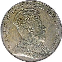 Edward VII 50 Cents 1910 Edwardian Leaves, KM12, MS64 I 