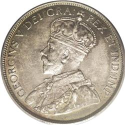 George V 50 Cents 1914, KM25, MS62 PCGS. Mottled green