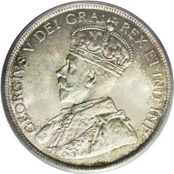 George V 50 Cents 1917, KM25, MS65 PCGS. Full, frosty m