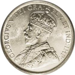 George V 50 Cents 1932, KM25a, MS63 PCGS. Full mint bri 