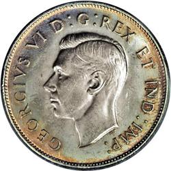 George V 50 Cents 1947 Straight 7, KM36, MS64 ICCS. Ful 