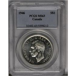 George VI Dollar 1946, KM37, MS63 PCGS, frosty white mi 