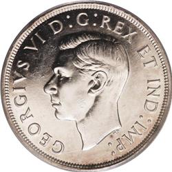 George VI Dollar 1947 Pointed 7, KM37, MS62 PCGS. Brill 