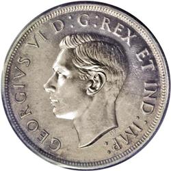 George VI Dollar 1947 Pointed 7 Dot, KM37, MS63 ICCS, a 