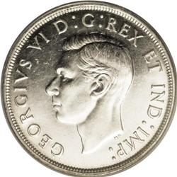 George VI Dollar 1947 Pointed 7, 4X HP, KM37, MS63 PCGS 