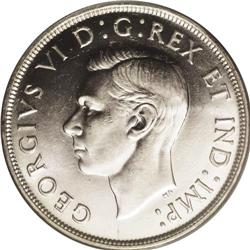 George VI Dollar 1947 Pointed 7, 4X HP, KM37, MS64 PCGS