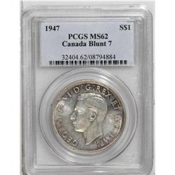 George VI Dollar 1947 Blunt 7, KM37, MS62 PCGS, lightly 