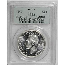 George VI Dollar 1947 Blunt 7, KM37, MS62 PCGS, fully l 