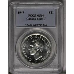 George VI Dollar 1947 Blunt 7, KM37, MS64 PCGS, a choic 