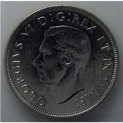 George VI Dollar 1947 Blunt 7, "JOP", KM37, nice AU, in 