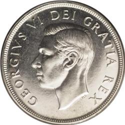 George VI Dollar 1952 WL Specimen, KM46, Specimen 67 PC