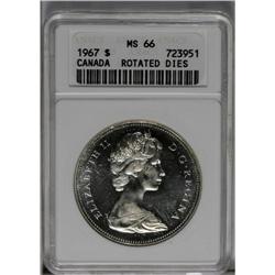 Elizabeth II Dollar 1967 Diving Goose, KM70, MS66 ANACS 