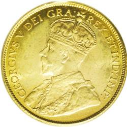 George V gold 5 Dollars 1914, Ex: Belzberg Collection,