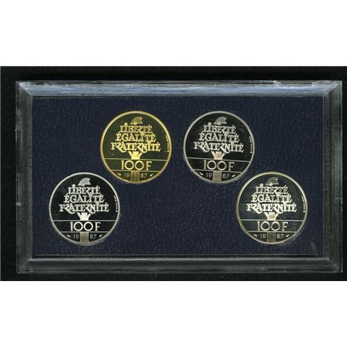 General LaFayette 4piece Proof Set of 100 Francs 1987,