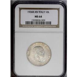 Kingdom. Vittorio Emanuele III 10 Lire 1936R Year XIV, 