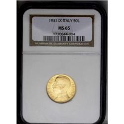 Kingdom. Vittorio Emanuele III gold 50 Lire 1931R Year 