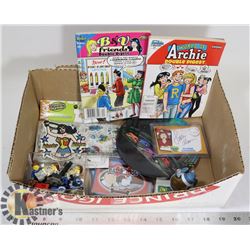 BOX OF COLLECTIBLES INCLUDES VINTAGE WONDER WOMAN