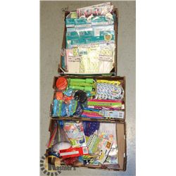 THREE FLATS OF ASSORTED PARTY SUPPLIES