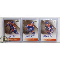 LOT OF 3 EDMONTON OILERS AUTOGRAPHED FRANCHISE INK