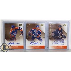 LOT OF 3 EDMONTON OILERS AUTOGRAPHED FRANCHISE INK