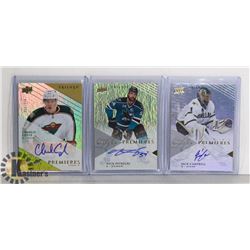LOT OF 3 LTD NUMBERED & SIGNED ROOKIE CARDS FROM