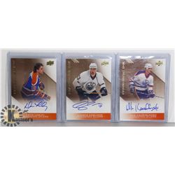 LOT OF 3 EDMONTON OILERS AUTOGRAPHED FRANCHISE INK