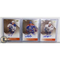 LOT OF 3 EDMONTON OILERS AUTOGRAPHED FRANCHISE INK