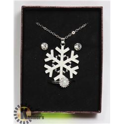 LAB CREATED WHITE FIRE OPAL SNOW-FLAKE PENDANT ON