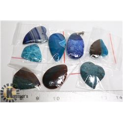 8PCS OF BLUE GEMSTONE PENDANTS