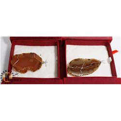 LOT OF 2 WIRE WRAPPED AGATE SLICE