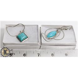 LOT OF 2 STABALIZED TURQUOISE PENDANT NECKLACES