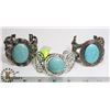 Image 1 : LOT OF 3 STABLIZED TURQUOISE SILVER TONE CUFF