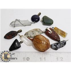 LOT OF 10 ASSORTED GEMSTONE PENDANTS