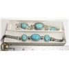 Image 1 : LOT OF 2 STABLIZED TURQUOISE SILVER TONE BRACELETS