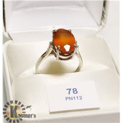 SILVER HESSENITE GARNET (3.5CT) RING