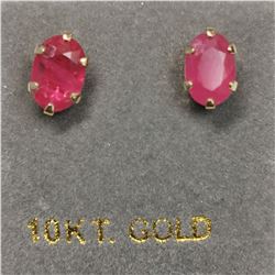 10K YELLOW GOLD RUBY(0.6CT)  EARRINGS,
