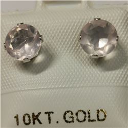 10K YELLOW GOLD ROSE QUARTZ(1.6CT)  EARRINGS