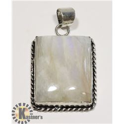#59-NATURAL MOONSTONE PENDANT -.925 SILVER PLATED