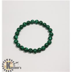 #118-GREEN MALACHITE BEAD BRACELET 7.5"/8mm