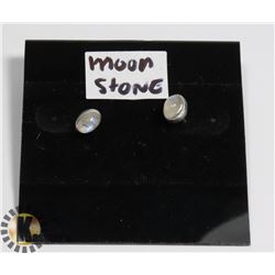#10-MOONSTONE STUD EARRINGS  -.925 STIRLING SILVER