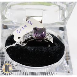 NEW STERLING 925 / SILVER RING SIZE 8 CUBIC PURPLE