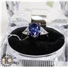 Image 1 : NEW STERLING 925/SILVER RING SIZE 8 BLUE CUBIC